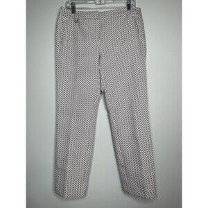 Adrianna Papell White Black Pattern Print Ankle Pants Sz 8